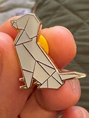 White Geometric Dog Enamel Pin